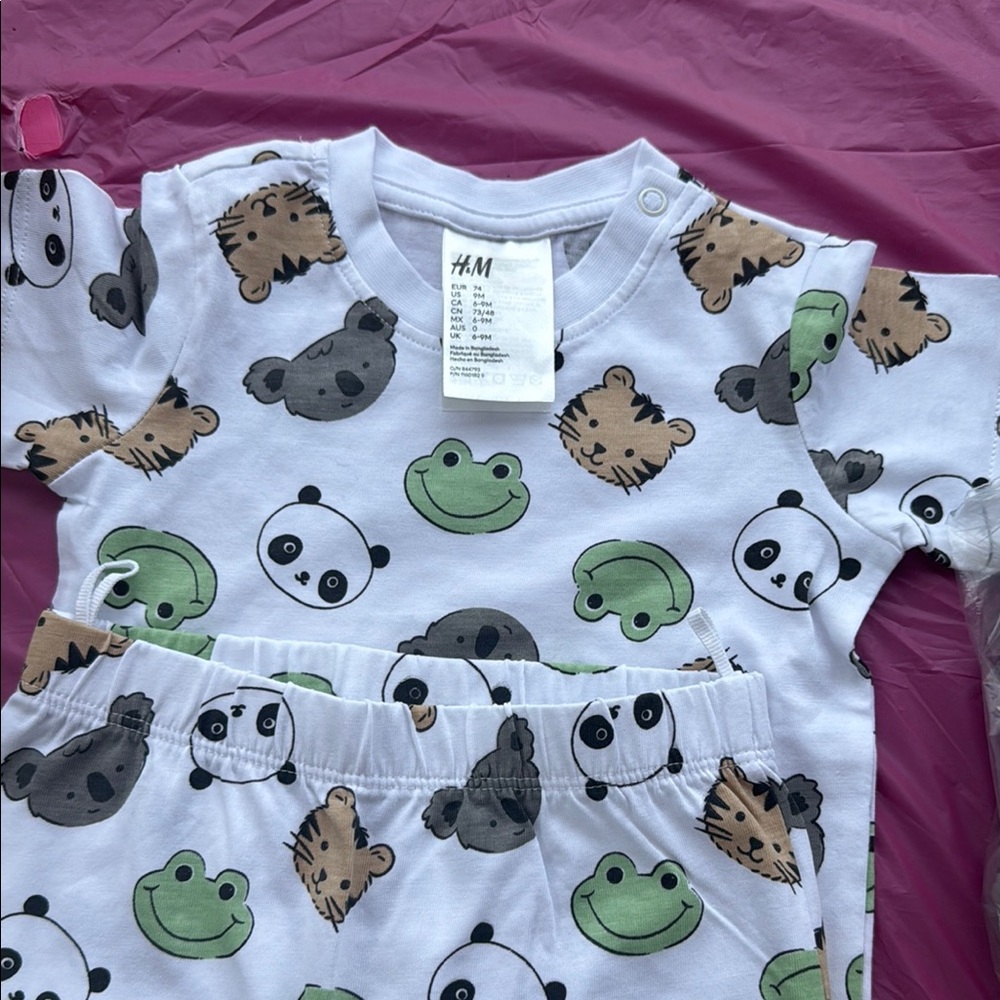 H&M White with Animal Print top and bottoms Set